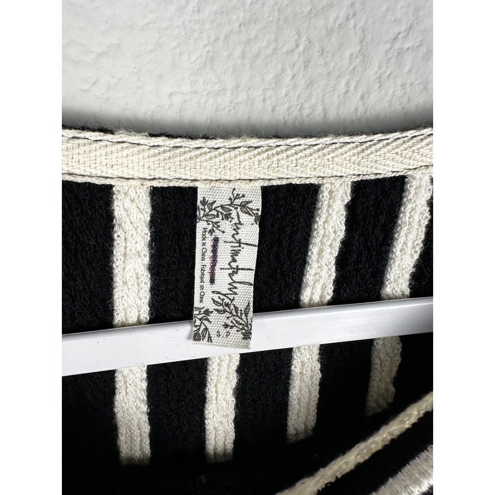 Intimately Free People Tunic Top Small Come On Over Black Cream Striped Textured - Picture 4 of 6